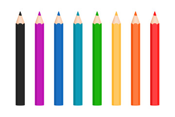 Rainbow color pencils vector collection isolated on white background