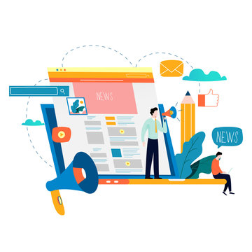  News update, online news, newspaper, news website flat vector illustration. News  webpage, information about events, activities, company information and announcements