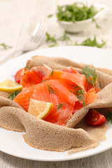 buckwheat crepe with smoked salmon