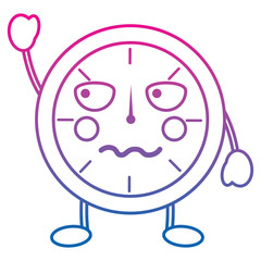 kawaii round clock time cartoon character vector illustration outline design color line gradient