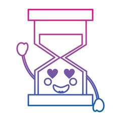 hourglass time love kawaii character vector illustration color line gradient