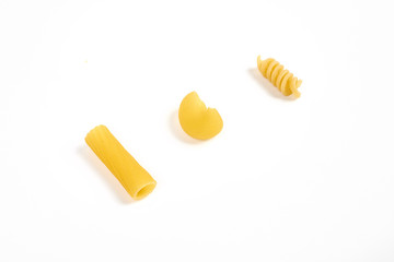 Different types of pasta isolated on white