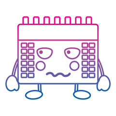 Fototapeta premium calendar event cute sad kawaii cartoon vector illustration color line gradient