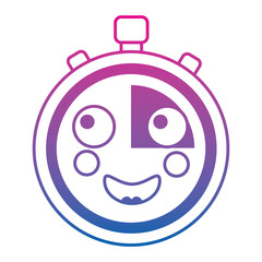 kawaii chronometer speed timer cartoon character vector illustration color line gradient