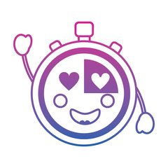kawaii chronometer speed timer cartoon character vector illustration color line gradient