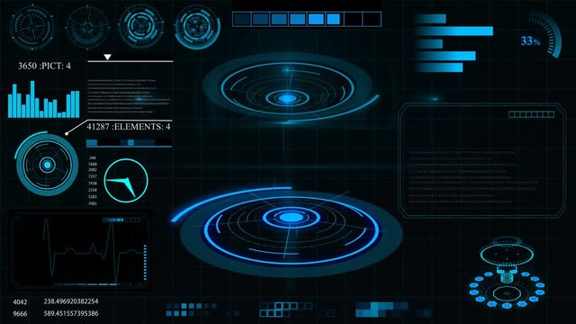 Future concept virtual touch user interface HUD with graphs, Infographic elements, hologram . Interactive screen