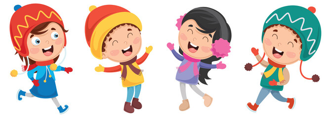 Vector Illustration Of Winter Kids