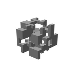 Abstract 3d construction. Isolated on white background. Vector illustration.