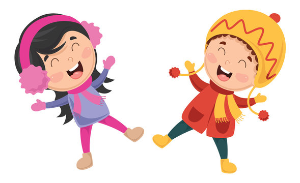Vector Illustration Of Winter Kids