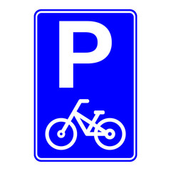 BIKE PARKING ZONE road sign. Vector icon.