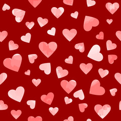 pink watercolor hearts. vector seamless pattern. red valentines background