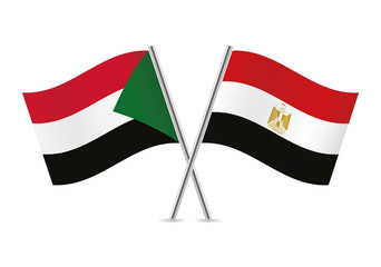 Sudan and Egypt flags. Vector illustration.