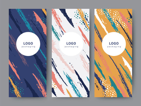 Branding Packaging pattern abstract brush background, Vertical banner for brochure poster,  vector illustration