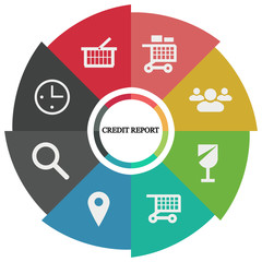 Business infographics. Pie chart with the inscription:credit report
