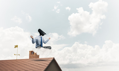 Concept of security and privacy protection with camera headed ma