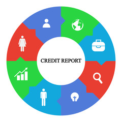 Business infographics. Pie chart with the inscription:credit report