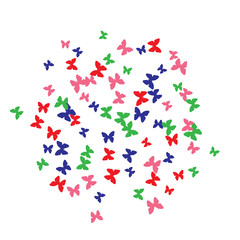 Spring Background with Colorful Butterflies. Simple Feminine Pattern for Card, Invitation, Print. Trendy Decoration with Beautiful Butterfly Silhouettes. Vector Background with Moth