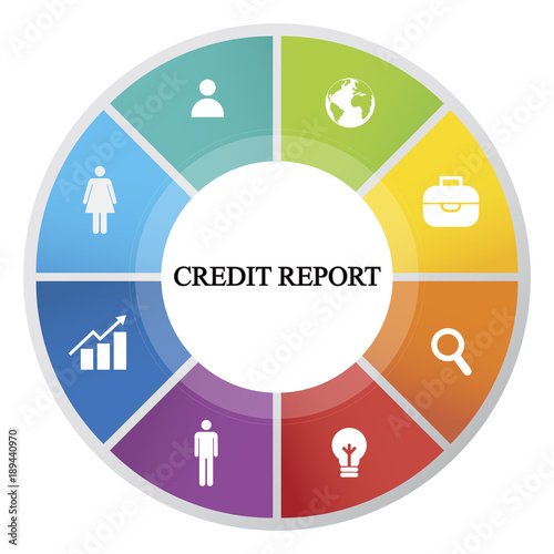 Business Infographics Pie Chart With The Inscription Credit Report Pie Chart With The Inscription Credit Report