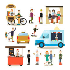 Street people vector flat icon set
