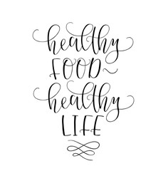 Motivational quote Healthy eating healthy life. Vector lettering.