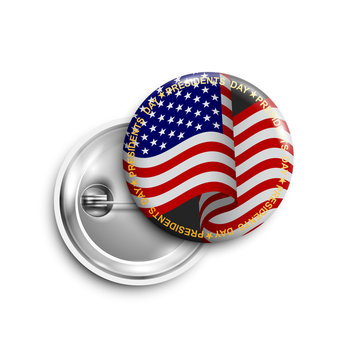Presidents day button,badge,banner isolated with  with USA flag