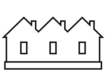 terraced house, vector icon, black contour
