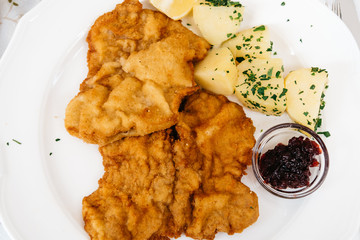 Close up of Wiener schnitzel