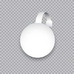 Vector white round paper wobbler isolated on transparent background.