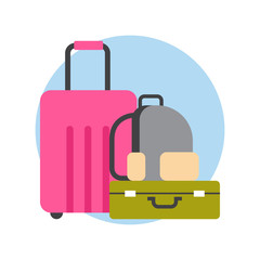 Luggage Icon Suitcases And Bags Travel Baggage Flat Vector Illustration