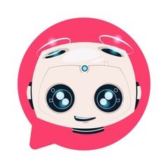 Chat Bot Cute In Speech Bubble Icon Concept Of Chatbot Or Chatterbot Technology Flat Vector Illustration