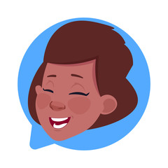 Profile Icon African American Female Head In Chat Bubble Isolated, Woman Avatar Cartoon Character Portrait Flat Vector Illustration
