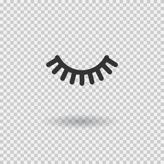 Vector eyelash. Lash icon. Close eye with shadow. Vector illustration