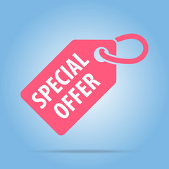 Special offer tag. Red color.