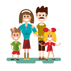Family Vector Cartoon. Flat Design Vector Illustration.