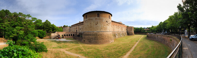 Panorama of Rocca Costanza castle. Great and imposing medieval castle in the centre of Pesaro, Marche, Italy.