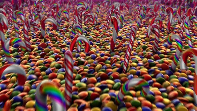 Seamless animation of candies. Colorful fantasy animation.