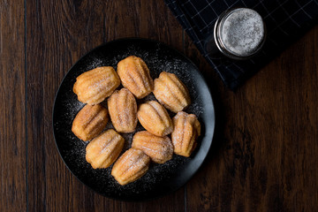 Homemade Madeleine Cakes with Powdered Sugar