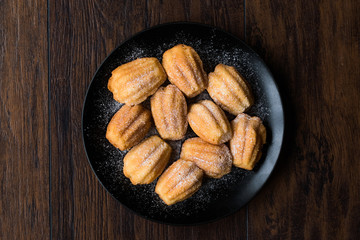 Homemade Madeleine Cakes with Powdered Sugar