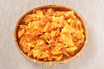 Sweet potato crisp  on the bamboo plate     