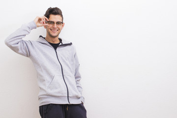 Fototapeta premium young casual style on the white wall