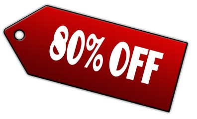 Red 80 PERCENT OFF label.