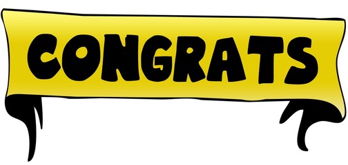 CONGRATS on yellow ribbon illustration