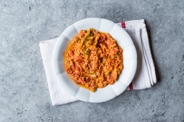 Turkish Breakfast Menemen / Scrambled Eggs with Tomato Paste