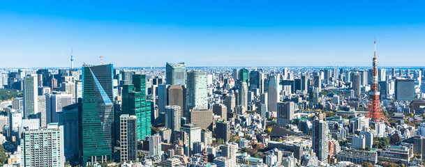東京タワーと東京スカイツリー　ワイド