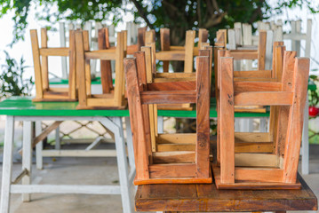 wooden chair in restaurant