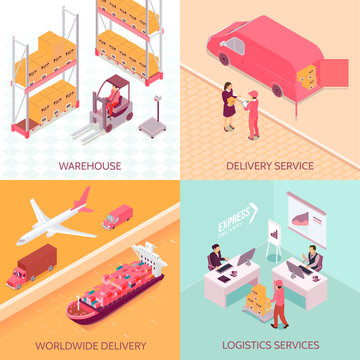 Logistics Services Isometric Design Concept 