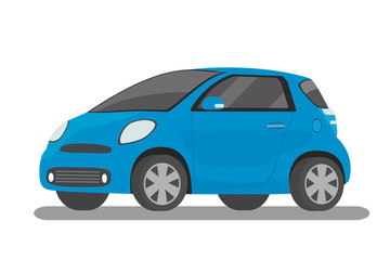Modern cartoon blue compact car
