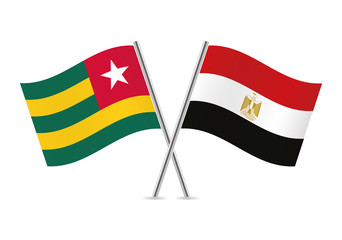 Togo and Egypt flags. Vector illustration.