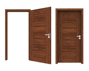 Closed and Opened Doors Isolated