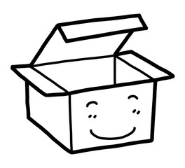 smile box / cartoon vector and illustration, black and white, hand drawn, sketch style, isolated on white background.